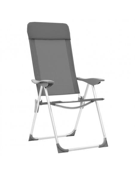 Sedie Pieghevoli da Campeggio 4 pz Grigio in Alluminio