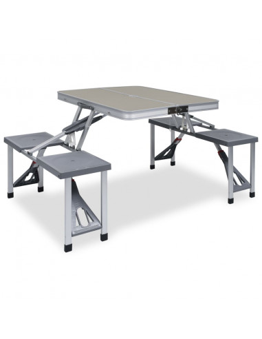 Tavolo Pieghevole da Campeggio con 4 Sedili Acciaio Alluminio