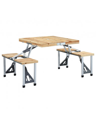 Tavolo Pieghevole da Campeggio con 4 Sedili Acciaio Alluminio