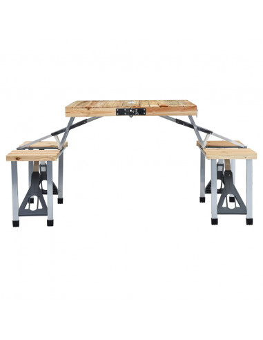 Tavolo Pieghevole da Campeggio con 4 Sedili Acciaio Alluminio