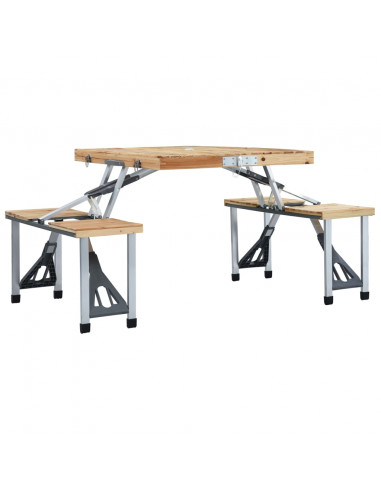 Tavolo Pieghevole da Campeggio con 4 Sedili Acciaio Alluminio