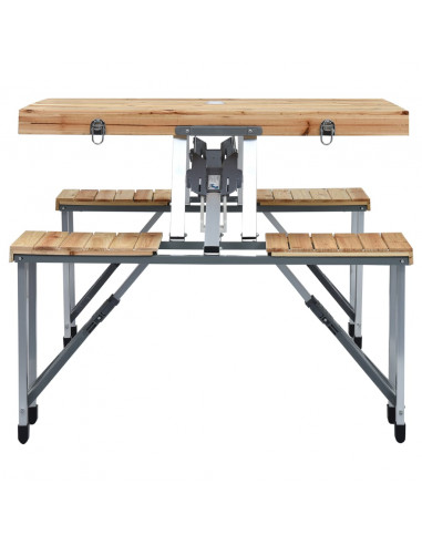 Tavolo Pieghevole da Campeggio con 4 Sedili Acciaio Alluminio