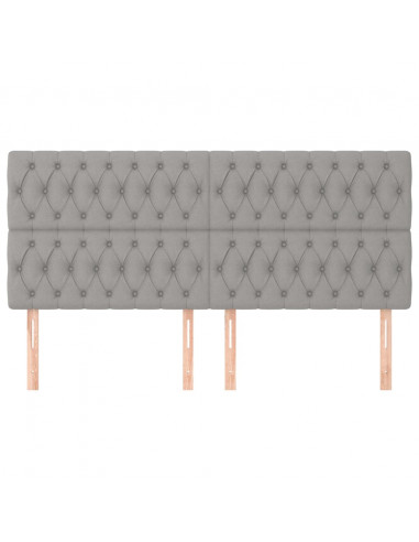 Testiere 4 pz Grigio Chiaro 100x7x78/88 cm in Tessuto