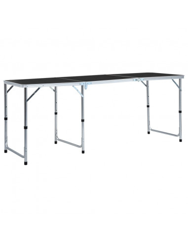 Tavolo da Campeggio Pieghevole in Alluminio Grigio 180x60 cm