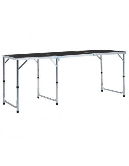 Tavolo da Campeggio Pieghevole in Alluminio Grigio 180x60 cm