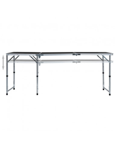 Tavolo da Campeggio Pieghevole in Alluminio Grigio 180x60 cm