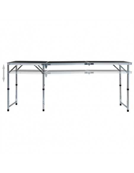 Tavolo da Campeggio Pieghevole in Alluminio Grigio 180x60 cm
