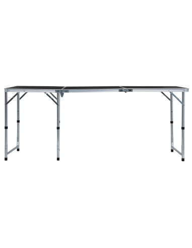 Tavolo da Campeggio Pieghevole in Alluminio Grigio 180x60 cm