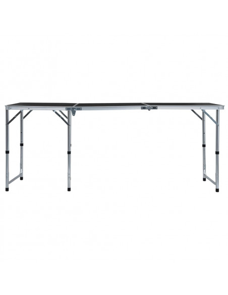 Tavolo da Campeggio Pieghevole in Alluminio Grigio 180x60 cm