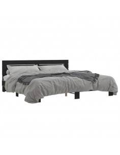 Giroletto Nero 200x200 cm in Legno Multistrato e Metallo 2