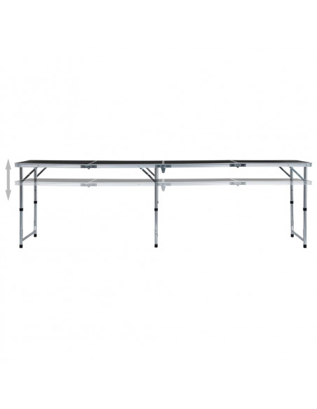 Tavolo da Campeggio Pieghevole in Alluminio Grigio 240x60 cm