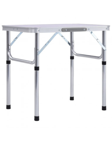 Tavolo Pieghevole da Campeggio Bianco in Alluminio 60x45cm
