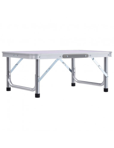 Tavolo Pieghevole da Campeggio Bianco in Alluminio 60x45cm