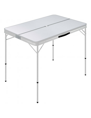 Tavolo da Campeggio Pieghevole con 2 Panche in Alluminio Bianco