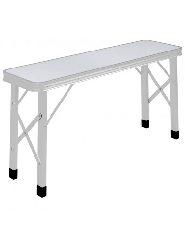 Tavolo da Campeggio Pieghevole con 2 Panche in Alluminio Bianco