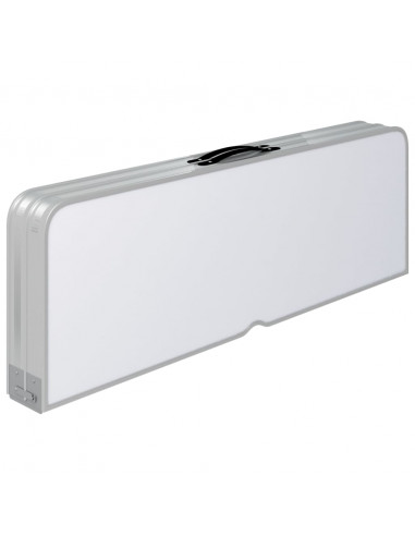 Tavolo da Campeggio Pieghevole con 2 Panche in Alluminio Bianco