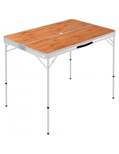 Tavolo da Campeggio Pieghevole e 2 Panche in Alluminio Marrone