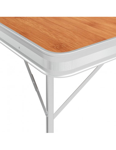 Tavolo da Campeggio Pieghevole e 2 Panche in Alluminio Marrone