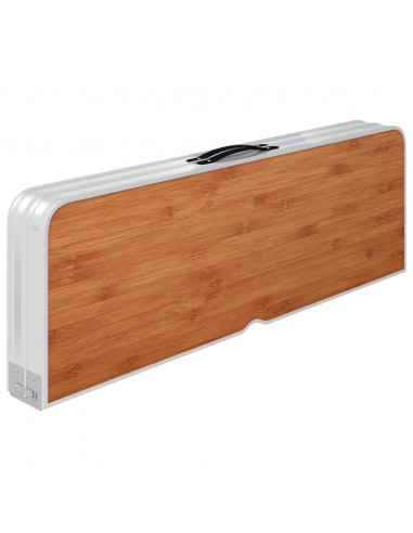 Tavolo da Campeggio Pieghevole e 2 Panche in Alluminio Marrone