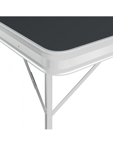 Tavolo da Campeggio Pieghevole con 2 Panche in Alluminio Grigio