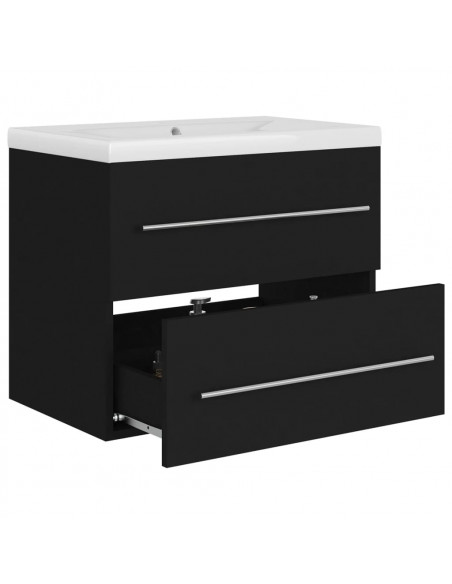 Mobile Bagno con Lavabo Integrato Nero in Truciolato