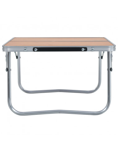 Tavolo Pieghevole da Campeggio Marrone in Alluminio 60x40cm