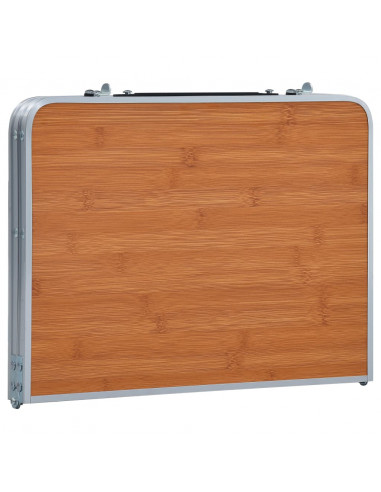 Tavolo Pieghevole da Campeggio Marrone in Alluminio 60x40cm