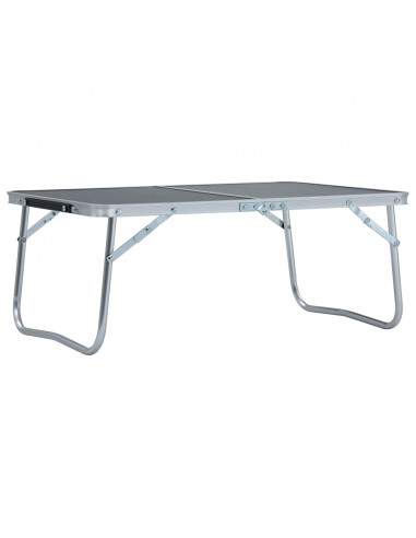 Tavolo Pieghevole da Campeggio Grigio in Alluminio 60x40cm