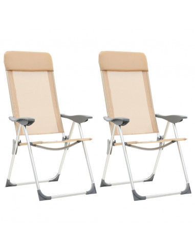 Sedie Pieghevoli da Campeggio 2 pz in Alluminio Crema