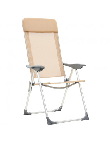 Sedie Pieghevoli da Campeggio 2 pz in Alluminio Crema