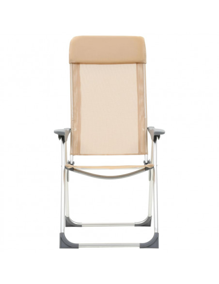 Sedie Pieghevoli da Campeggio 2 pz in Alluminio Crema
