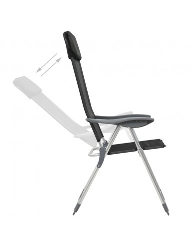 Sedie Pieghevoli da Campeggio 4 pz in Alluminio Nere