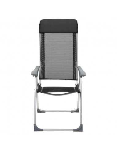 Sedie Pieghevoli da Campeggio 4 pz in Alluminio Nere