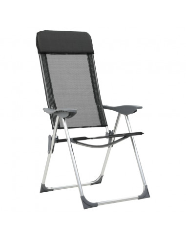 Sedie Pieghevoli da Campeggio 4 pz in Alluminio Nere