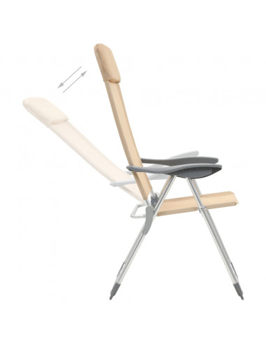 Sedie Pieghevoli da Campeggio 4 pz in Alluminio Crema