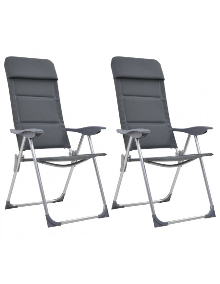 Sedie da Campeggio 2 pz in Alluminio Grigio 58x69x111 cm