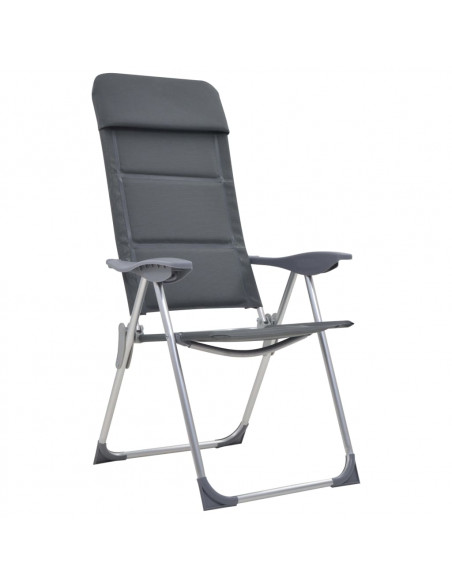 Sedie da Campeggio 2 pz in Alluminio Grigio 58x69x111 cm