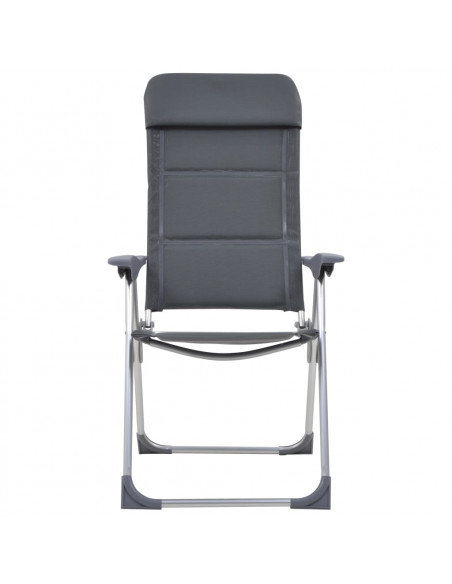 Sedie da Campeggio 2 pz in Alluminio Grigio 58x69x111 cm