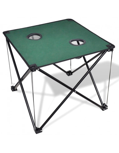 Tavolo da Campeggio Pieghevole Verde Scuro