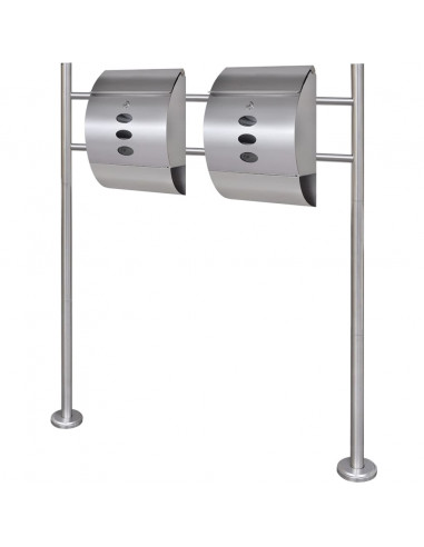 Casetta della Posta Doppia con Supporto in Acciaio Inox