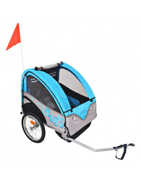Rimorchio per Bici Grigio e Blu 30 kg