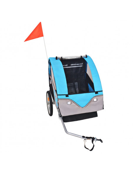 Rimorchio per Bici Grigio e Blu 30 kg