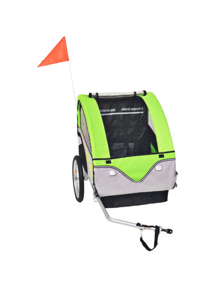 Rimorchio per Bici Grigio e Verde 30 kg
