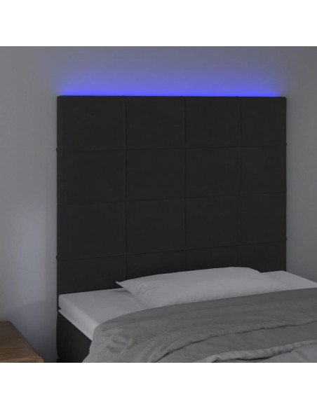 Testiera a LED Nera 80x5x118/128 cm in Velluto