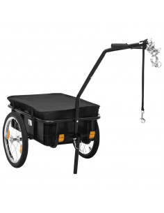 Rimorchio Bici/Carrello Manuale 155x60x83 cm in Acciaio Nero 2
