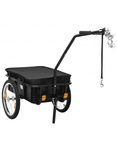 Rimorchio Bici/Carrello Manuale 155x60x83 cm in Acciaio Nero