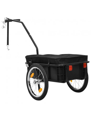 Rimorchio Bici/Carrello Manuale 155x60x83 cm in Acciaio Nero