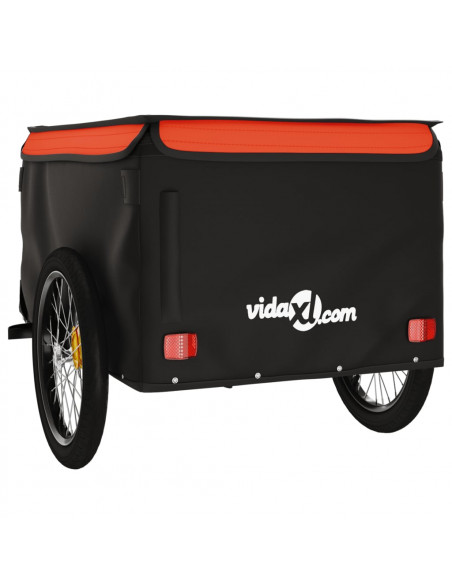 Rimorchio da Bici Nero e Arancione 45 kg in Ferro
