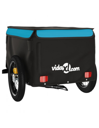 Rimorchio da Bici Nero e Blu 30 kg in Ferro
