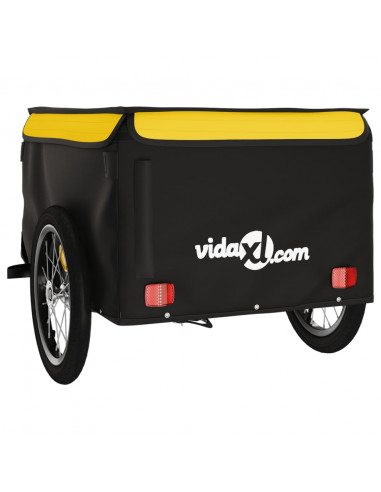 Rimorchio da Bici Nero e Giallo 45 kg in Ferro